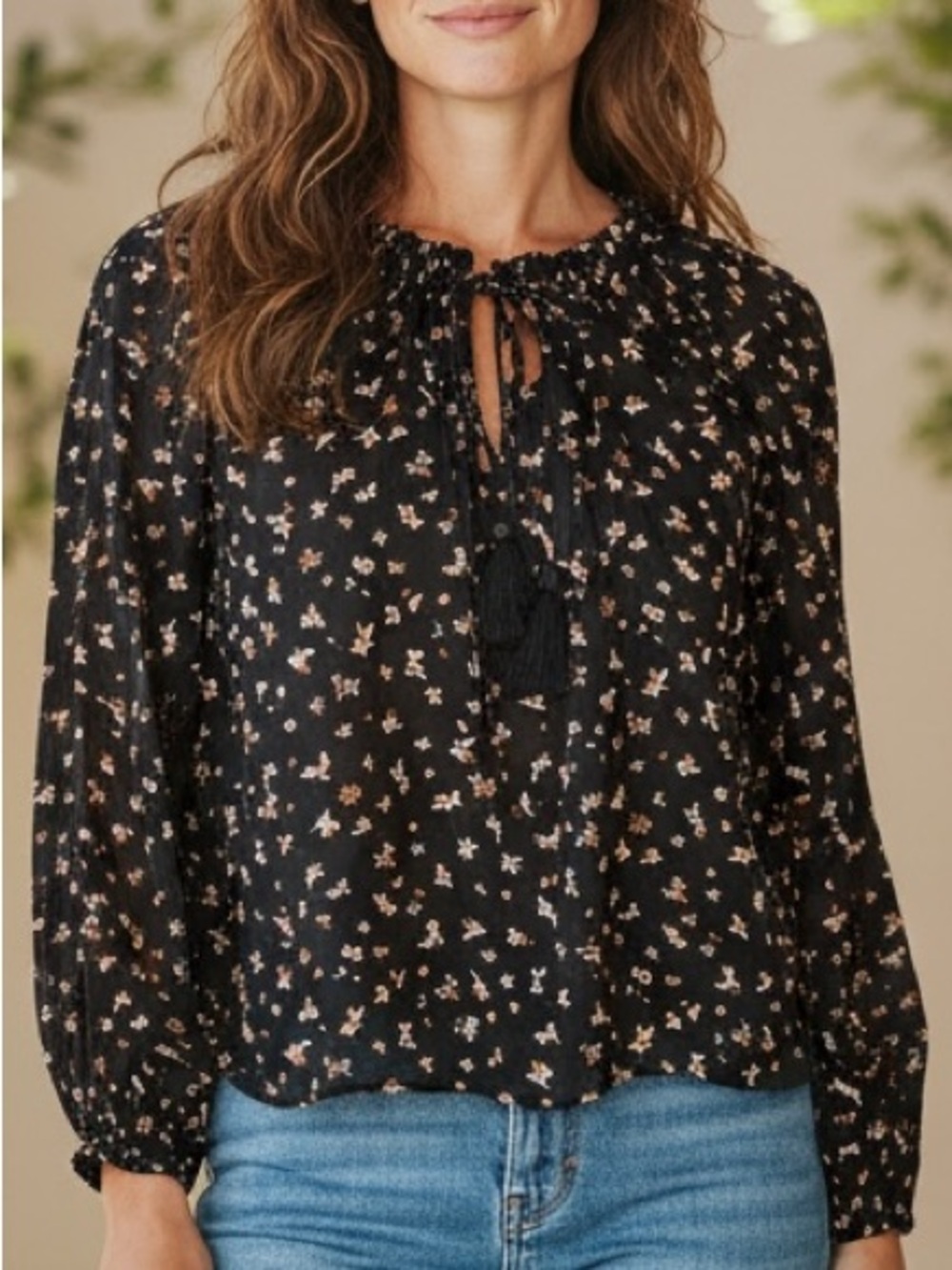 Billabong Boho Black Print Crop Top Size S